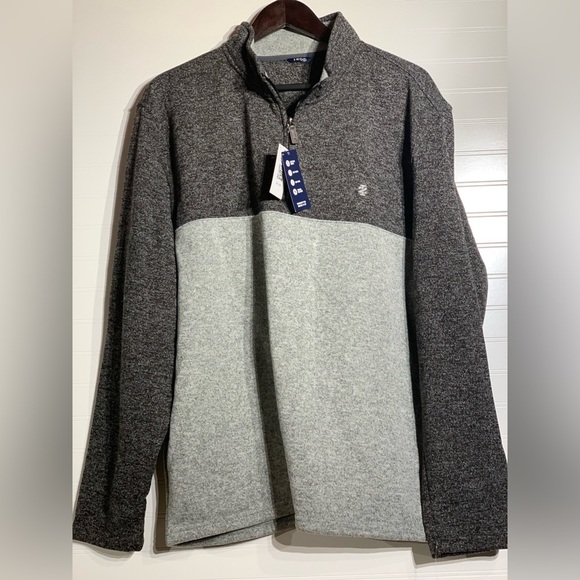Men’s 2XL Izod quarter zip fleece inside sweater outside in Heather Gray & black - Picture 1 of 10